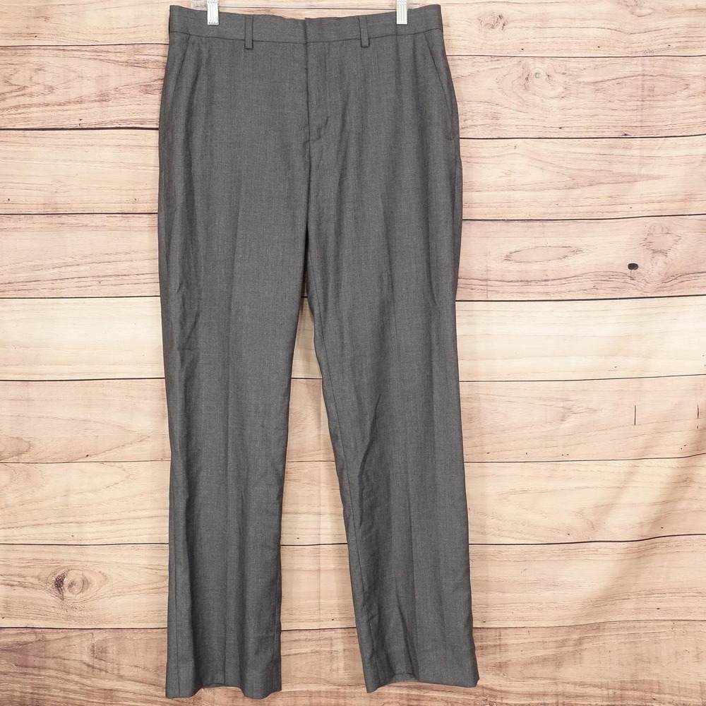 Apt. 9 Modern Fit Dress Pants Mens 33x32 Gray Slim Straight Flat Front Business